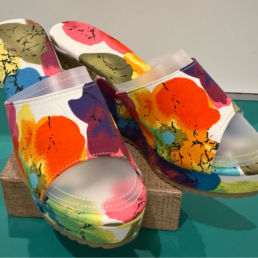 Women’s Floral Platform Wedge Sandals Size 8.5-9.0 NWOT